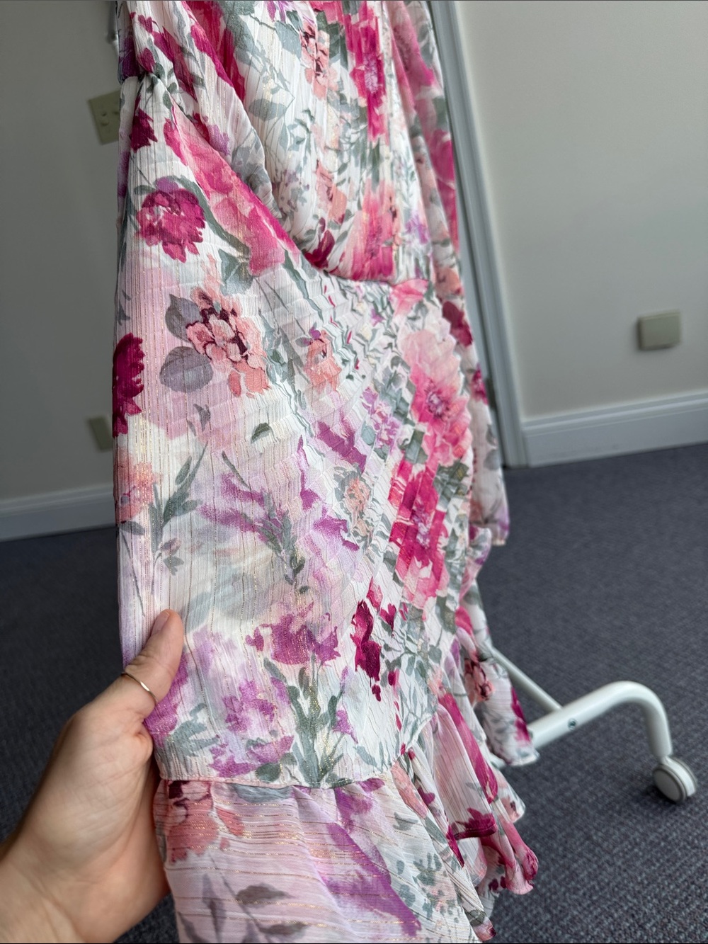 Express Pink Floral One-Shoulder Dress size small - Picture 3 of 8
